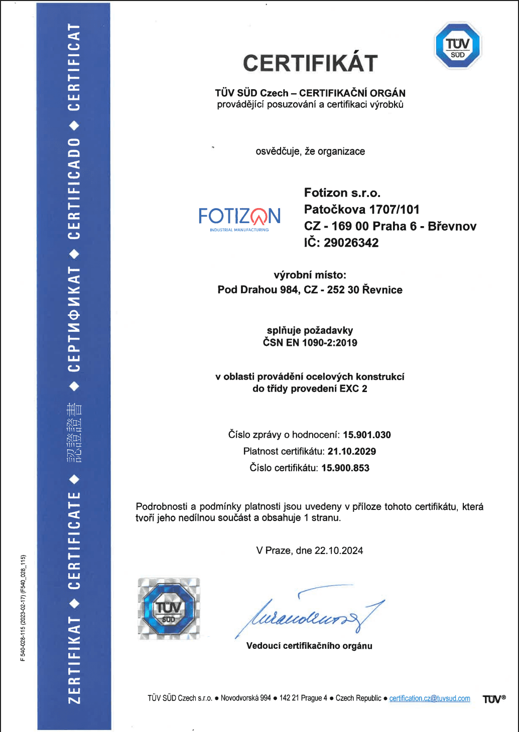 Certifikát (CZ)