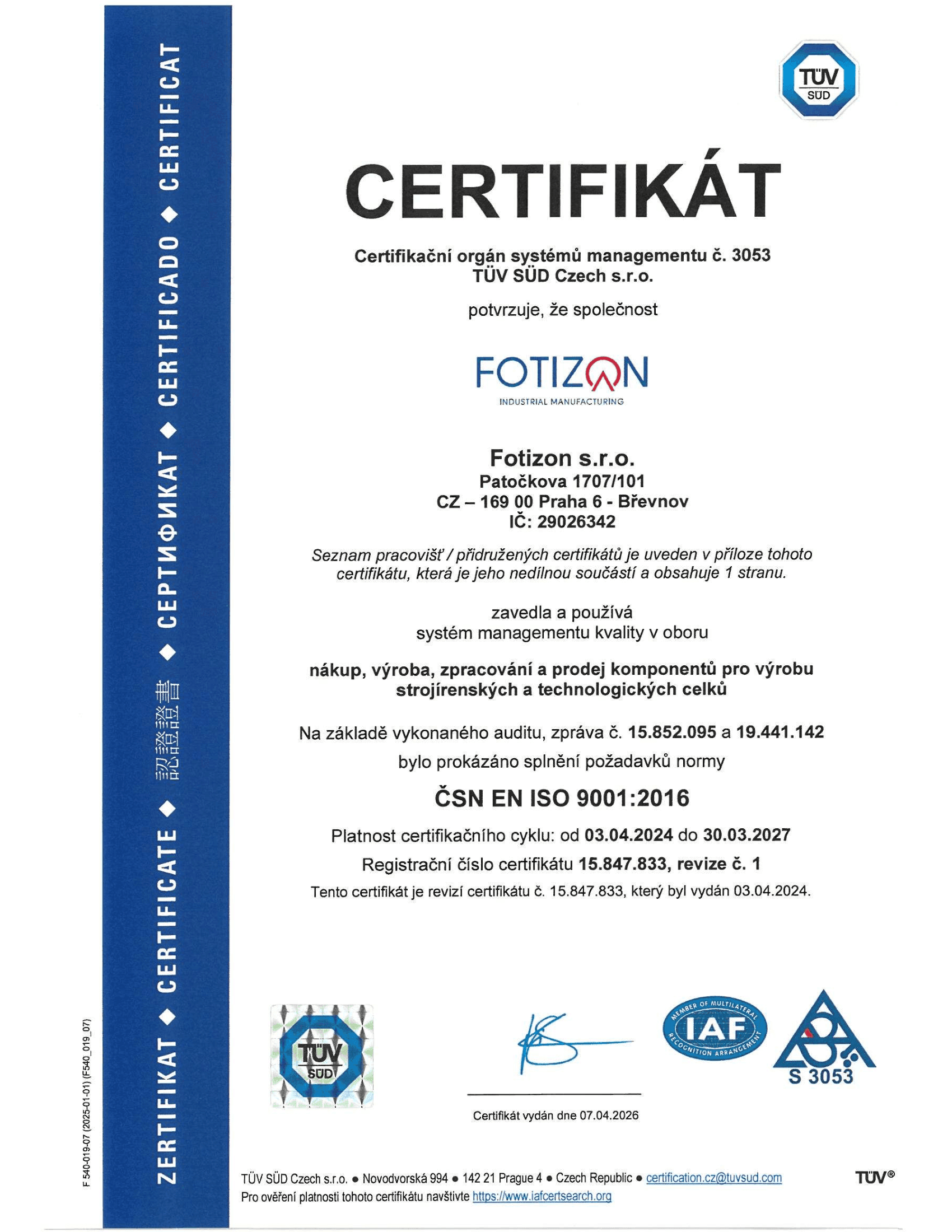 Certifikát